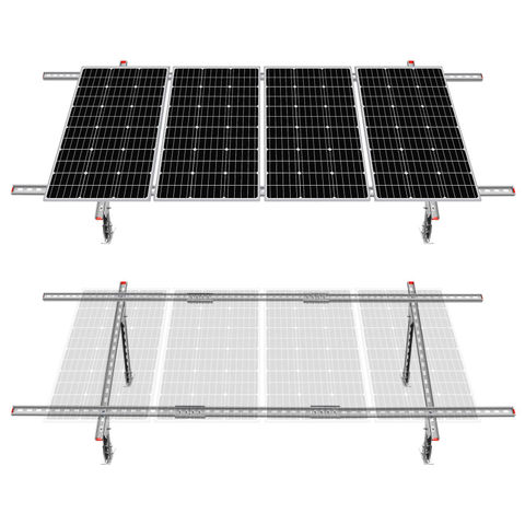 Sistema de kit de suporte de montagem de painel solar, à prova d'água ajustável, ecológico, multipeças, para painéis solares de 1 a 4 unidades