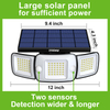 Alta potência 6000ma ao ar livre inteligente 3 modos ajustável duplo sensor indução led lâmpada solar para quintal com painel solar