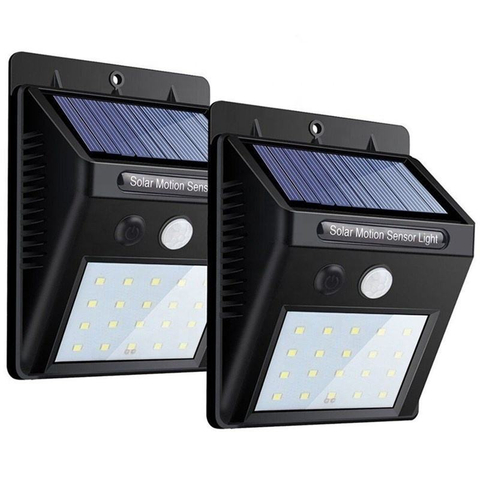 Luzes de segurança sem fio movidas a energia solar à prova d'água para exterior lâmpada de parede de indução LED solar com 20 luzes solares LED