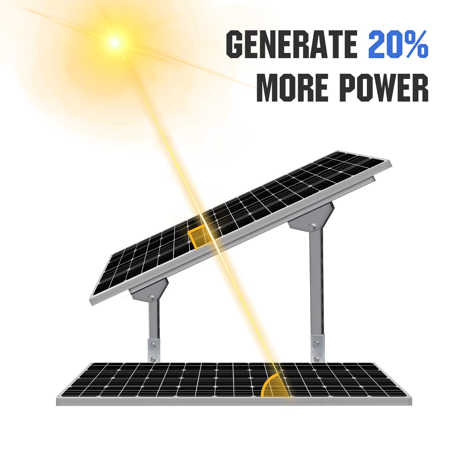 Sistema de kit de suporte de montagem de painel solar, à prova d'água ajustável, ecológico, multipeças, para painéis solares de 1 a 4 unidades